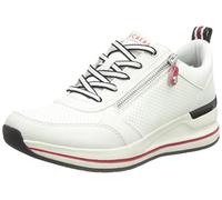 Skechers Tenis Billion 2 Side Lines para Mujer, Ribete de Cremallera Duraleather Blanco, 39 EU