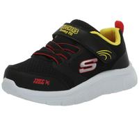 Skechers Tenis cómodos Flex 3.0 para niñas, negro, rojo, 21.5 EU