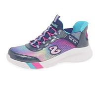 Skechers Tenis de Gimnasia 303514l para niña, Malla Azul Marino con Ribete múltiple, 35 EU