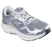 Skechers Tenis Go Run Consistent 2.0 Volt para Mujer, Piel Gris y Ribete Plateado, 36 EU