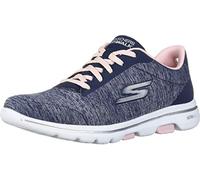 Skechers Tenis Go Walk 5 True para Mujer, Azul Marino/Rosa, 38.5 EU