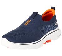 Skechers Tenis Go Walk 7 de Ajuste elástico para Hombre, Azul Marino/Naranja, 7 Wide