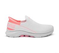 Skechers, GO Walk 7 MIA Mujer, White Textile Neon Pink Trim, 40 EU