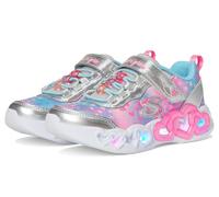 Skechers Tenis Infinite Lights Heart Jewels para niña, Malla Plateada Brillante con Ribete múltiple, 1.5 UK Child