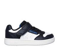 Skechers Tenis Quick Street para niño, Negro sintético Blanco Azul Ribete, 5 UK Child