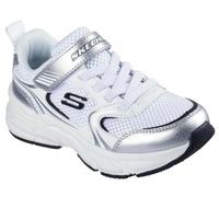 Skechers Tenis Retro-Graph para niña, Malla Plateada de Poliuretano Blanco, 13.5 UK Child