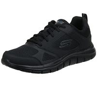 Skechers Tenis Track Syntac para Hombre, Malla de Cuero Negro con Ribete Negro, 39.5 EU