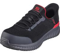 Skechers Hands Free Slip-ins Tilido Fletchit Comp Toe, Zapatos de construcción Hombre, Negro/Rojo, 45 EU