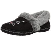 Skechers Too Cozy-Meow Pajamas Slipper, Slippers Mujer, Black Microfiber Suede/Faux Fur Line, 37 EU