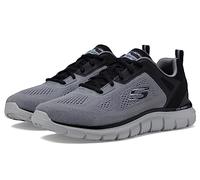 Skechers Track Broader, Zapatillas de Deporte Hombre, Gray Mesh Pu Black Trim, 42 EU
