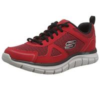 Skechers Track Bucolo, Zapatillas de Running Hombre, Red Leather/Black Mesh/Trim, 46 EU