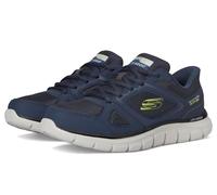 Skechers Track Ezral - Tenis sin Cordones para Hombre, Color Azul Marino/Lima, Talla 40