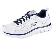 Skechers Track Scloric, Zapatillas Hombre, White Leather Mesh Pu Navy Trim, 48.5 EU