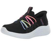 Skechers Ultra Flex 3.0 Bungee Fun - Tenis para niña, Tejido negro multiribete, 10 UK Child