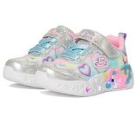 Skechers Unicorn Charmer Lil Heart Sparkles - Tenis para niña, Malla Plateada Brillante con Ribete múltiple, 9 UK Child