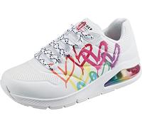 Skechers UNO 2 FLOATING LOVE, Zapatillas para Mujer, Wht Duraleather Multi Color Heart Print Trim, 36 EU