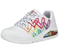 Skechers UNO 2 FLOATING LOVE, Zapatillas para Mujer, Wht Duraleather Multi Color Heart Print Trim, 37.5 EU