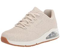 Skechers Uno 2-In-Kat-Neato, Zapatillas Mujer, Malla Durabuck con Estampado de Leopardo Tonal Blanco Roto, 39 EU