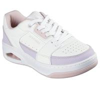Skechers Uno Court Courted Style- Tenis para Mujer, Cuero Blanco Duraleather Lavanda Ribete Rosa, 40 EU