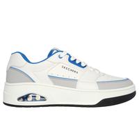 Skechers Uno Court, Zapatillas Hombre, White and Grey Leather Duraleather Blue M, 44 EU