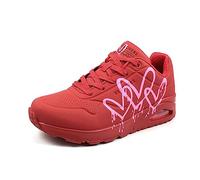 Skechers Uno Dripping in Love - Tenis para Mujer, Rojo con Malla roja Duraleather Impresa Rosa, 37 EU