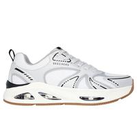 Skechers Uno Ego Aurair - Tenis para Hombre, Malla termofusible Duraleather Blanca y Plateada, 43 EU