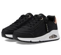 Skechers Uno Gen1 Zip and Stride, Zapatillas, Black Synthetic/Rose Gold Trim, 32 EU