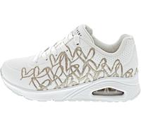 Skechers Uno Golden HeartSneaker para Mujer, Blanco Durabuck Oro Rosa Mylar Bordado, 38.5 EU