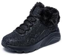 Skechers UNO Lite Cozy Leopard - Zapatillas Deportivas para niña, Color Negro sintético/Ribete Negro, Talla 10 UK Niño