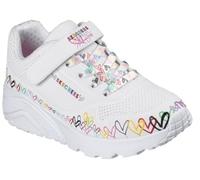 Skechers Uno Lite Heart Craze - Tenis para niña, Blanco sintético multiribete, 12 UK Child