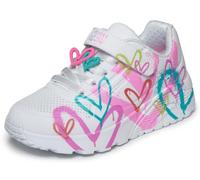 Skechers UNO Lite Heart Status - Zapatillas Deportivas para niña, Color Blanco sintético/Ribete múltiple, Talla 10 UK Niño