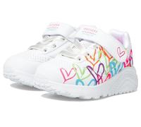 Skechers Uno Lite Love LevitateSneaker para niña, Blanco sintético neón multiribete, 5 UK Child