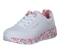 Skechers UNO LITE LOVELY LUV, Zapatillas para Niñas, White Synthetic/Red & Pink Trim, 34 EU