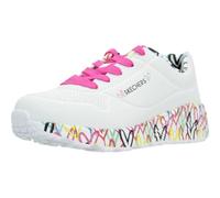 Skechers Zapatillas para niñas UNO LITE LOVELY LUV Blanco sintético, ribete rosa Talla 27