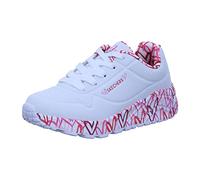 Skechers UNO LITE LOVELY LUV, Zapatillas para Niñas, White Synthetic/Red & Pink Trim, 28 EU