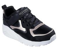 Skechers Uno Lite Metallic Burst - Tenis para niña, Negro sintético con Ribete de Oro Rosa, 13.5 UK Child