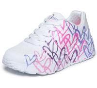 Skechers UNO Lite Metallic Joy - Zapatillas Deportivas para niña, Color Blanco sintético/Ribete Morado y Rosa, Talla 12.5