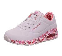Skechers Zapatillas mujer Uno Loving Love Blanco Durabuck con detalles en malla rojo y rosa 37 EU