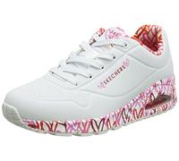 Skechers Uno Loving Love, Zapatillas Mujer, White Durabuck Red Pink Mesh Trim, 39.5 EU
