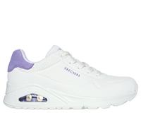 Skechers UNO - Pop Back en Blanco/Morado, talla 39.5