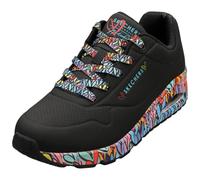 Skechers Zapatillas para mujer Uno Ravaged Love – Negro Duraleather Multi Trim – 38 EU