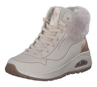 Skechers Uno Rugged Fall Shimmer, Botas Cortas al Tobillo Mujer, Natural Durabuck/Gold Metallic/Faux Fur, 36 EU