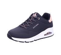 Skechers Uno - Shimmer Away, Zapatillas de Deporte Mujer, Black Durabuck Rose Gold Duraleather Trim, 41 EU