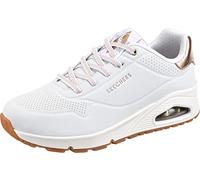 Skechers Uno - Shimmer Away, Zapatillas de Deporte Mujer, White Durabuck Rose Gold Duraleather Trim, 35.5 EU