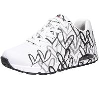 Skechers Uno Spread The Love - Tenis para Mujer, Blanco W Negro y Gris Corazón Estampado Durabuck, 36.5 EU