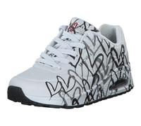 Skechers Uno Spread The Love - Tenis para Mujer, Blanco W Negro y Gris Corazón Estampado Durabuck, 41 EU