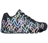 Skechers Uno Spread The Love - Tenis para Mujer, Negro Púrpura Turquesa Durabuck Malla Negra, 36 EU