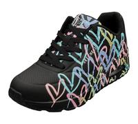 Skechers Uno Spread The Love - Tenis para Mujer, Negro Púrpura Turquesa Durabuck Malla Negra, 38 EU