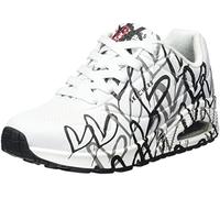 Skechers Uno Spread The Love, Zapatillas Deportivas Mujer, Blanco W Negro y Gris Corazón Estampado Durabuck, 36 EU