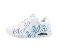 Skechers Uno Spread The Love, Zapatillas Mujer, White Duraleather/Blue Heart Print Trim, 38 EU